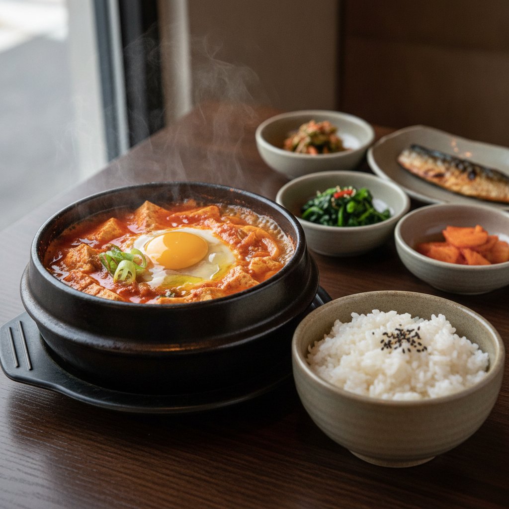 Korean Rice with Spicy Tofu Stew