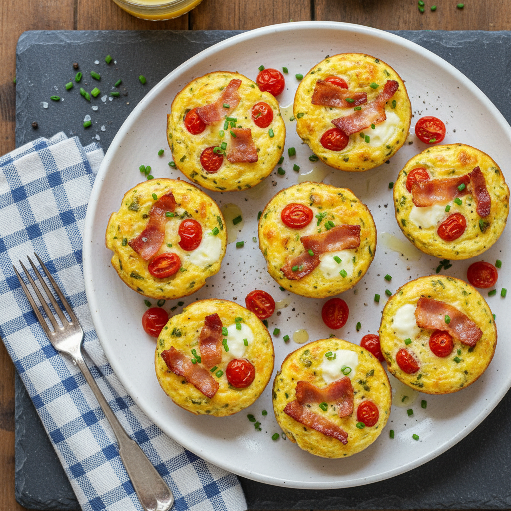 Baked Turkey Bacon and Tomato Egg Bites