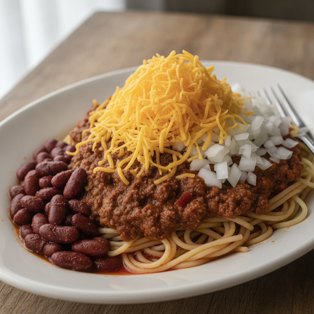 Cincinnati Chili Spaghetti — Five-Way Chili