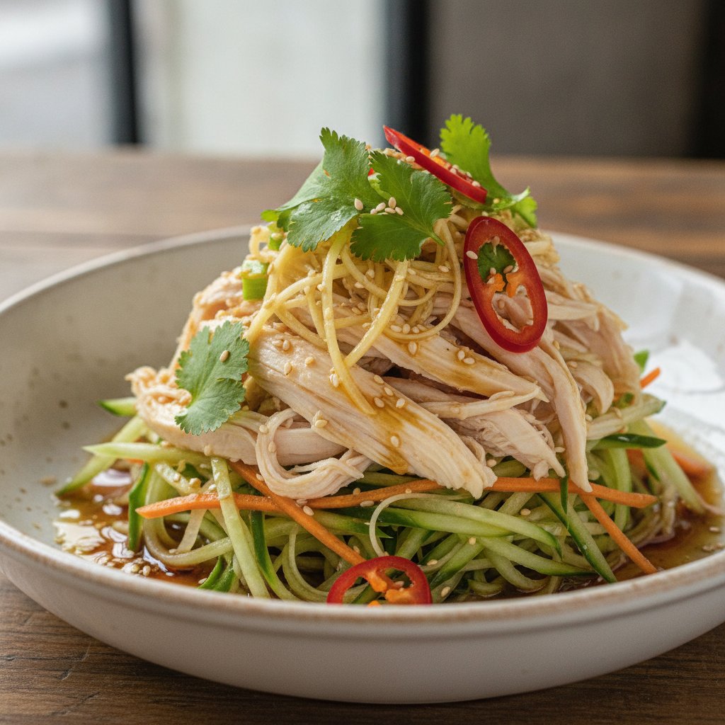 Cold Poached Chicken Ginger Salad
