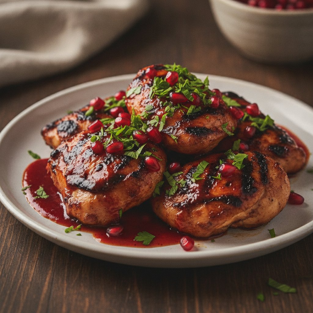 Grilled Chicken with Pomegranate Chili Glaze