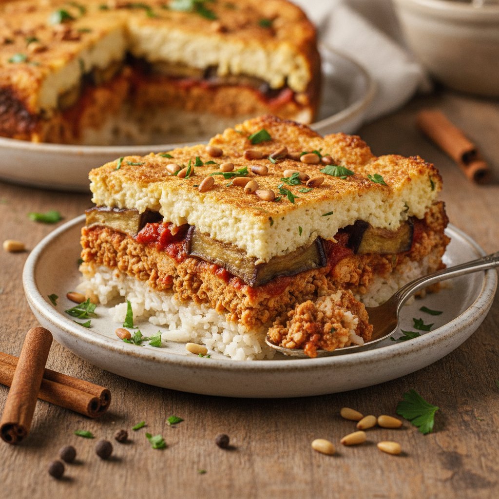 Layered Eggplant and Rice Bake (High-Protein)