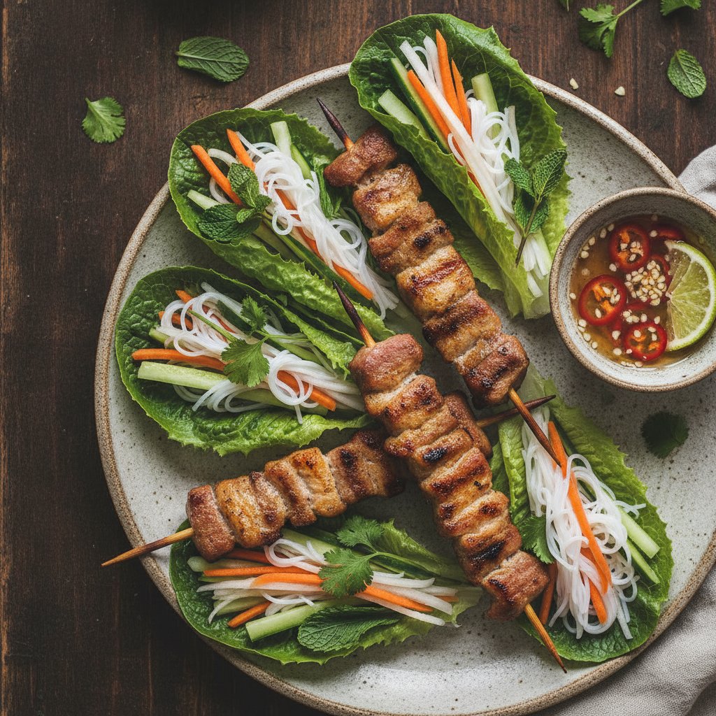 Grilled Pork Skewer Wraps (Gluten-Free)