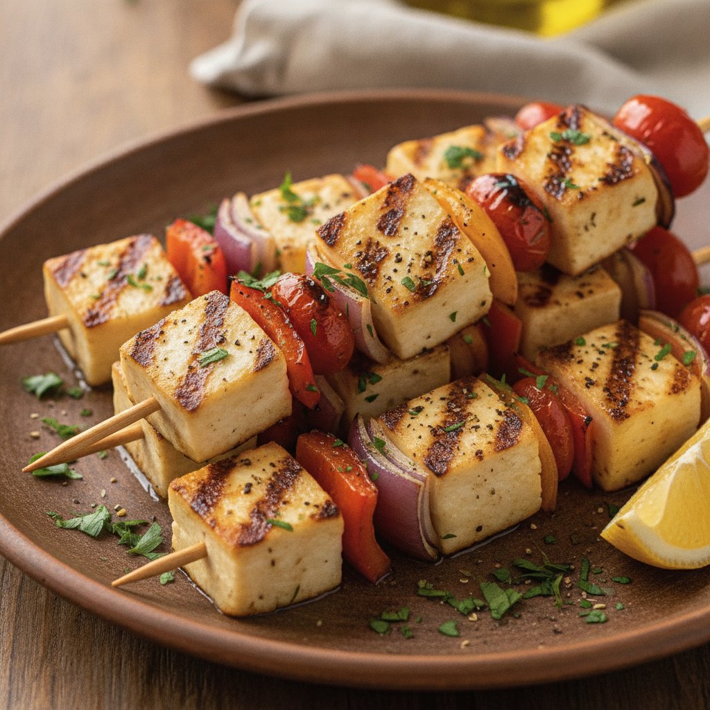 Grilled Firm Cheese Skewers