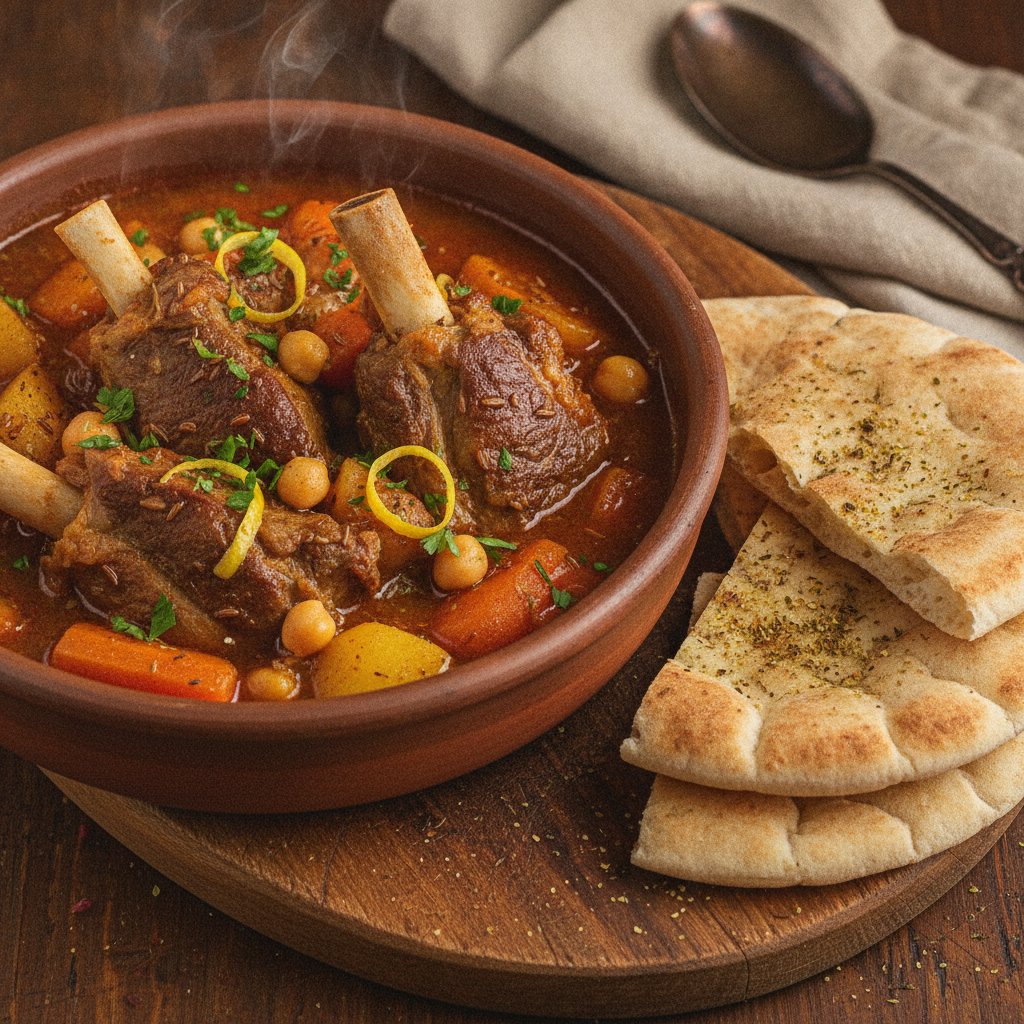 Meat and Vegetable Stew with Bread