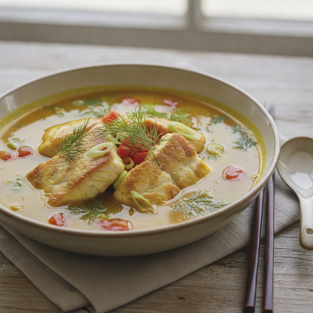 Turmeric Fish Soup with Dill