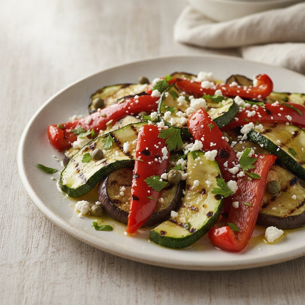 Grilled Vegetable Salad with Roasted Peppers (Dairy-Free)