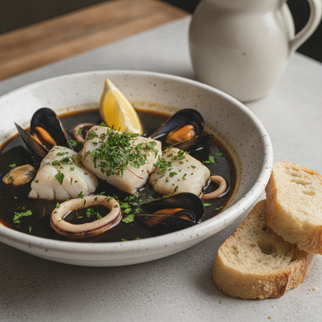 Spanish Squid Ink Fish Stew