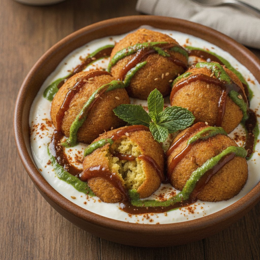 Fried Lentil Dumplings in Yogurt (High-Protein)