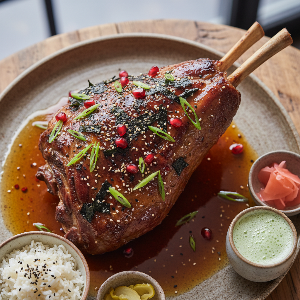 Dashi and Pomegranate Braised Lamb Shoulder