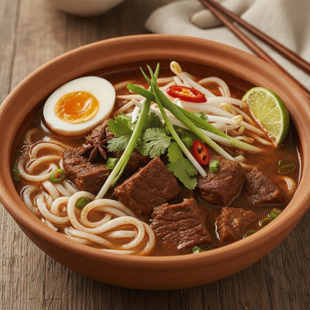 Braised Beef Stew Noodle Bowl (High-Protein)