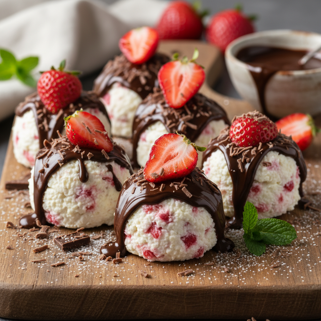 Cottage Cheese Strawberry Chocolate Bites