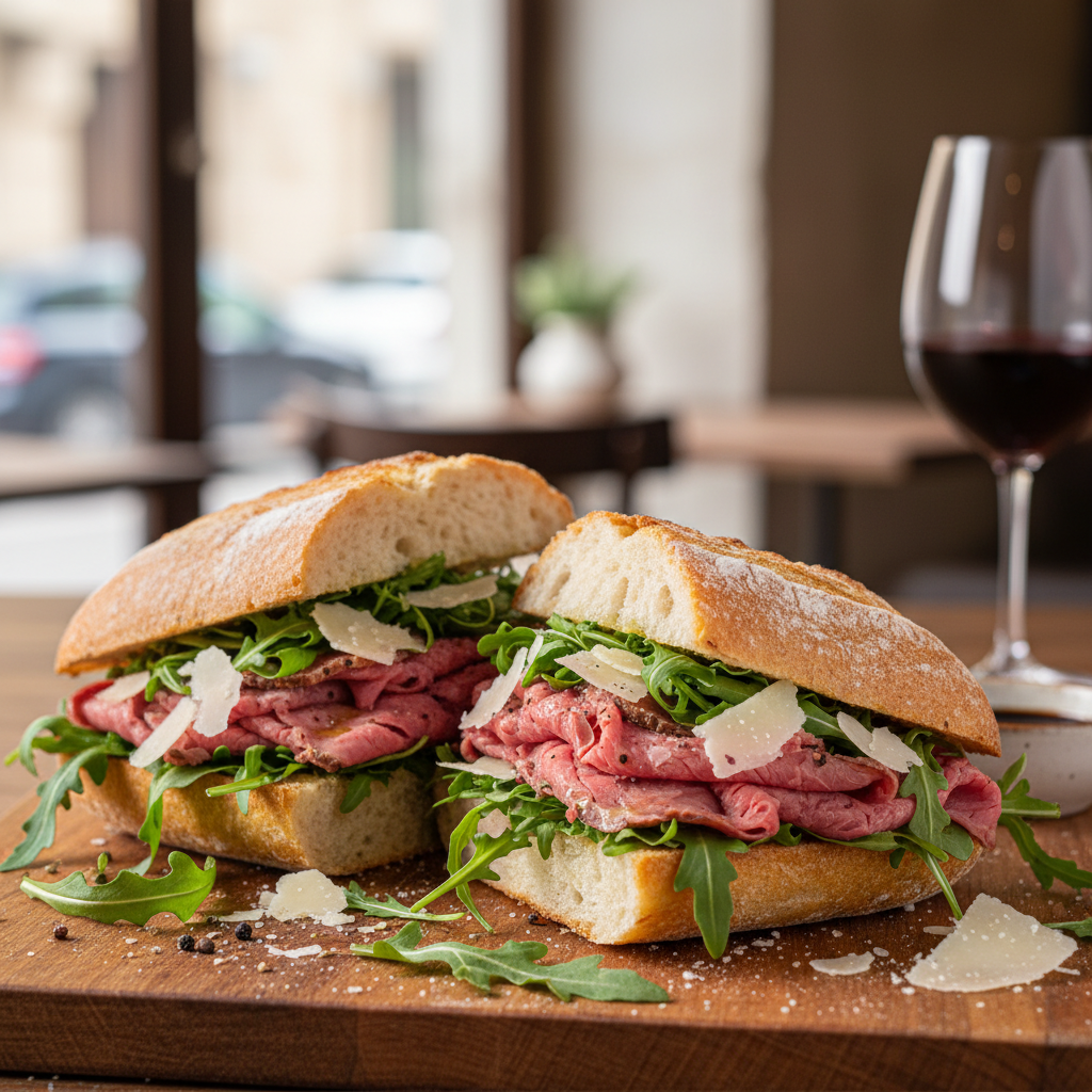 Panino Roast Beef, Rucola e Grana