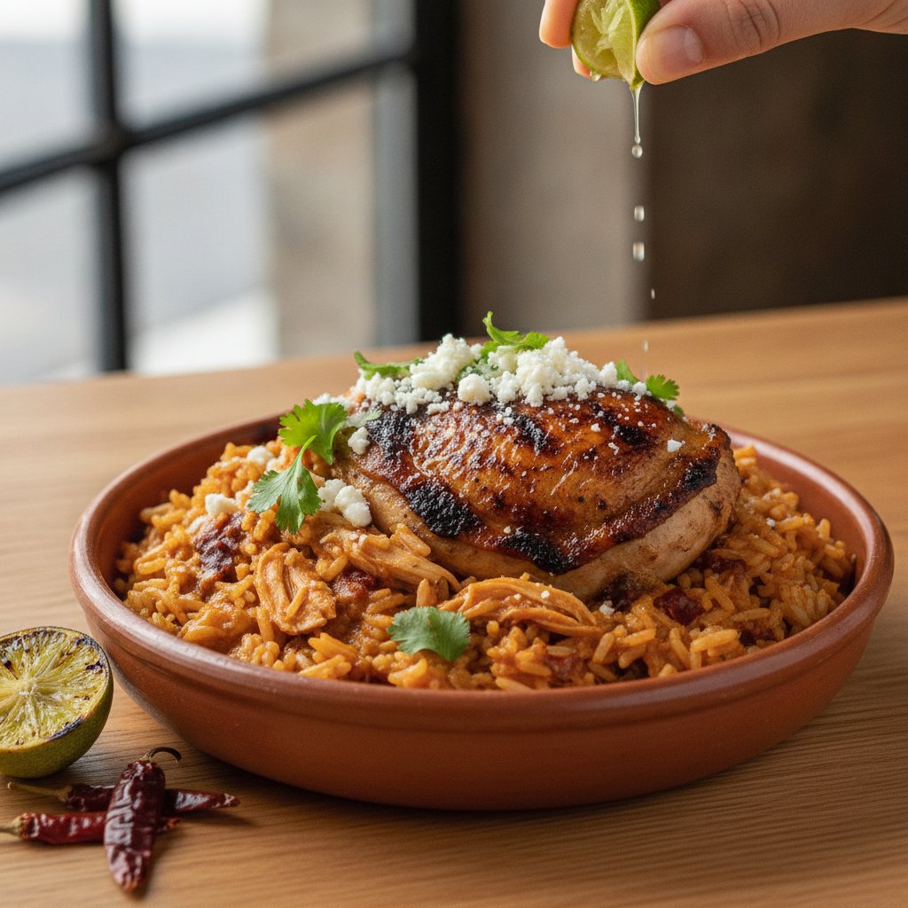 Rice with Chicken and Smoky Chili Cream