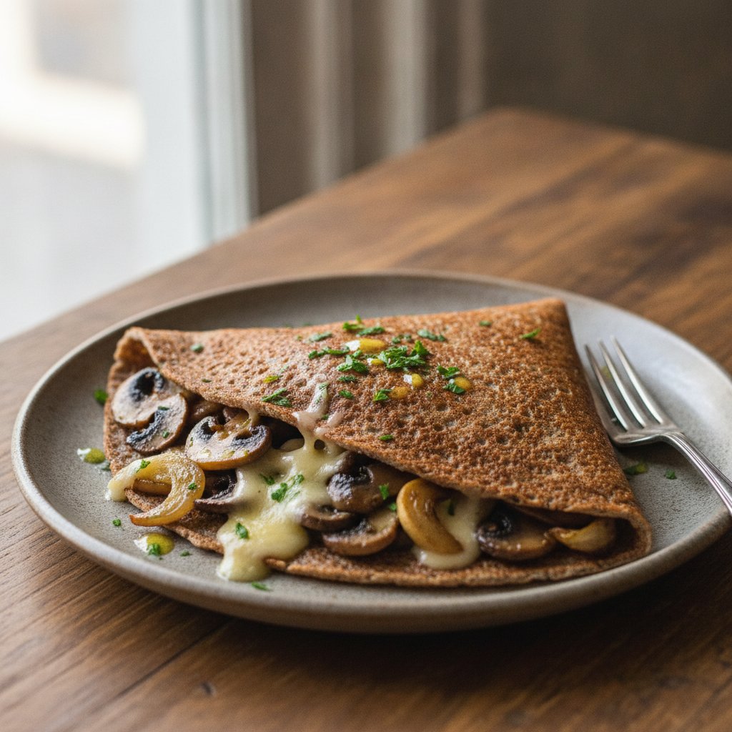 Mushroom and Cheese Crepe Wrap