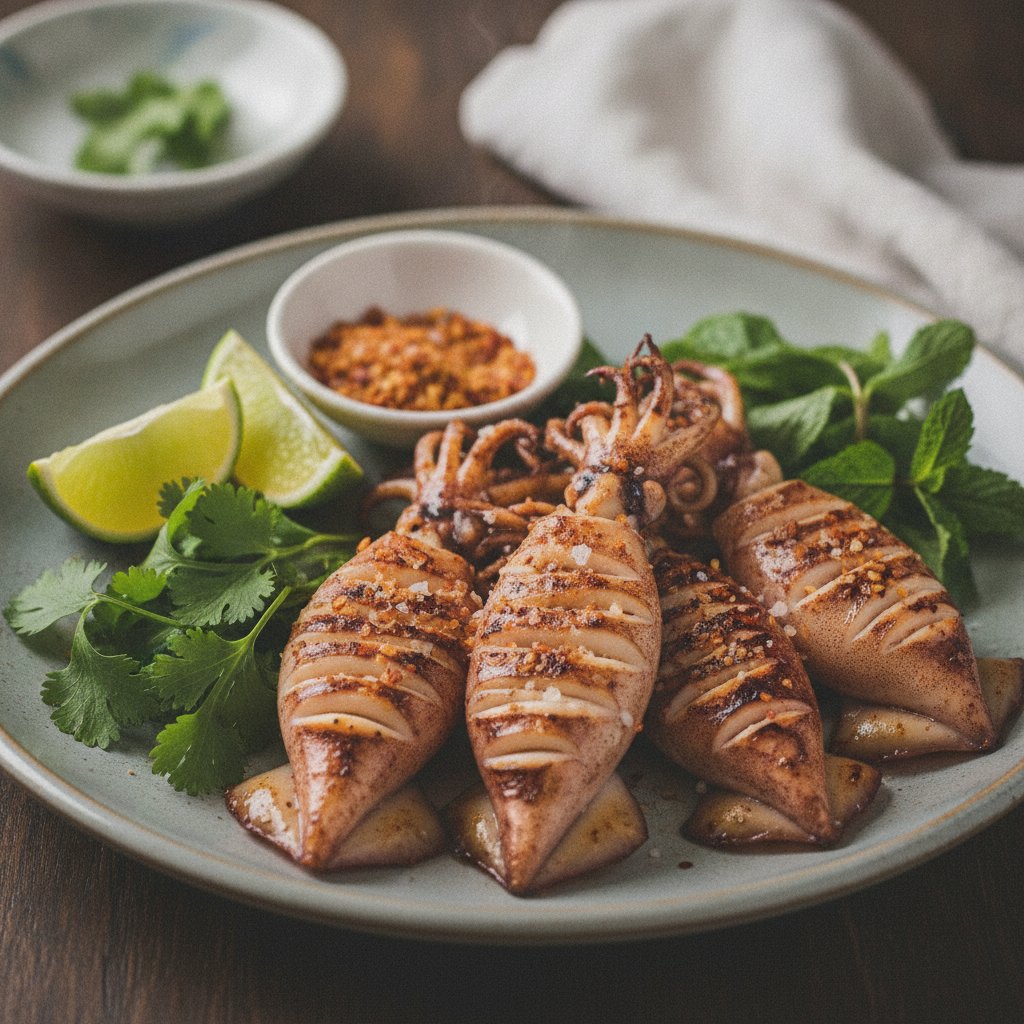 Grilled Squid with Chili Salt