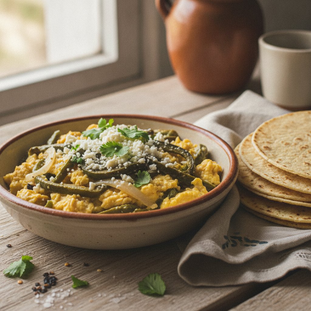 Eggs With Roasted Poblano Strips (Gluten-Free)
