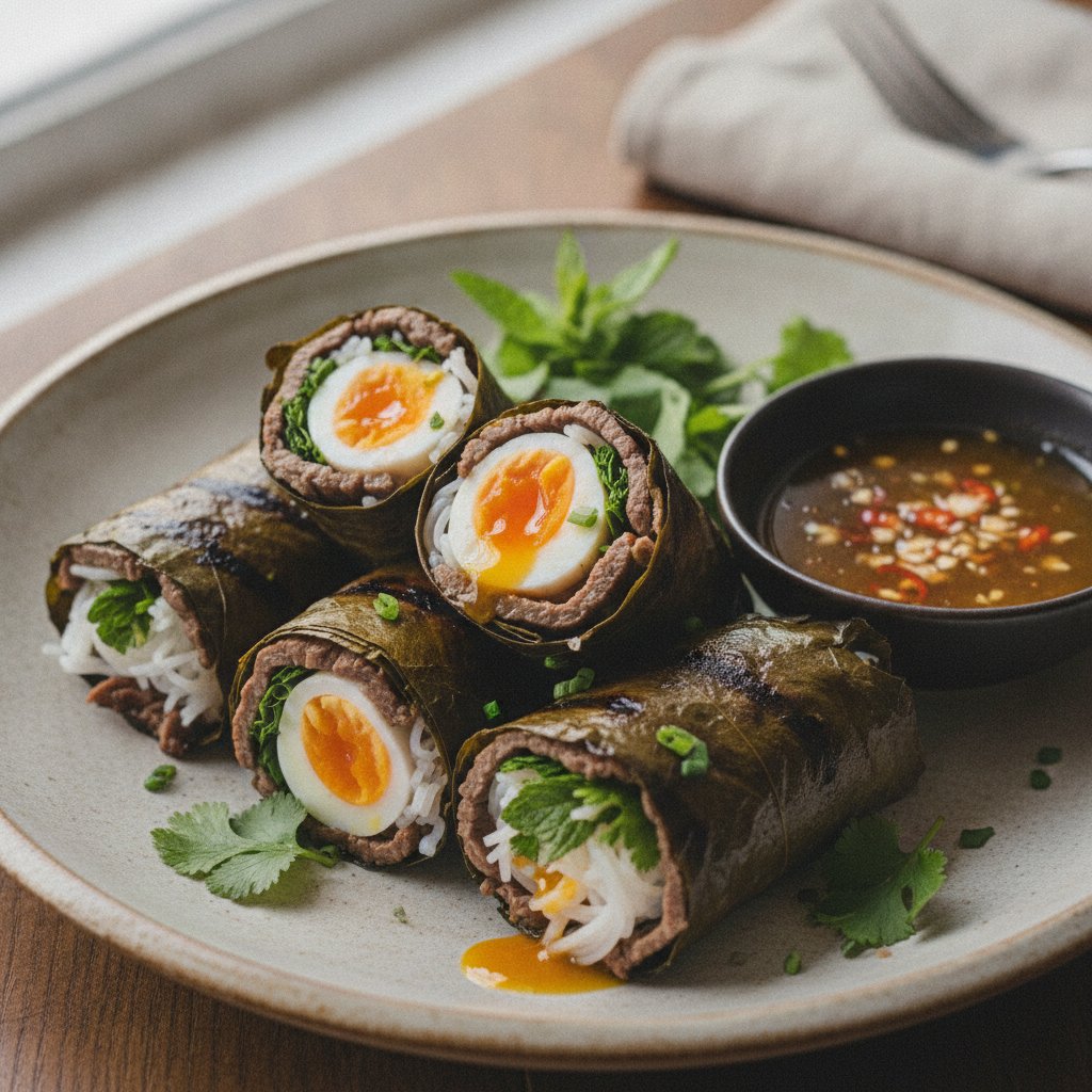 Grilled Beef in Grape Leaf Wraps (High-Protein)