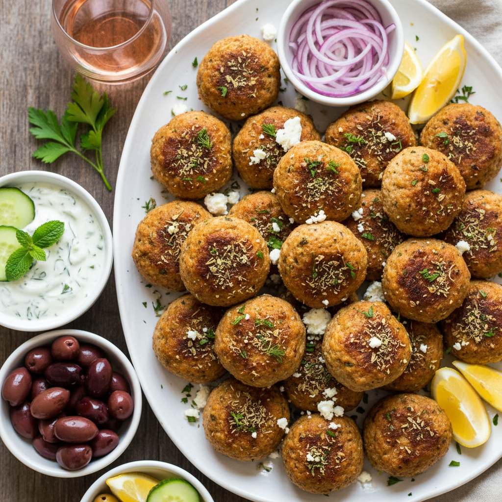 Air Fryer Greek Turkey Meatballs