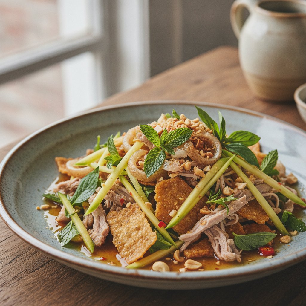 Pork Skin and Rice Cracker Salad