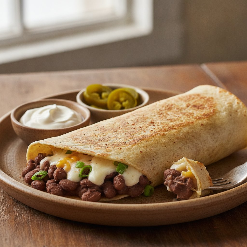 Melted Cheese and Bean Wrap