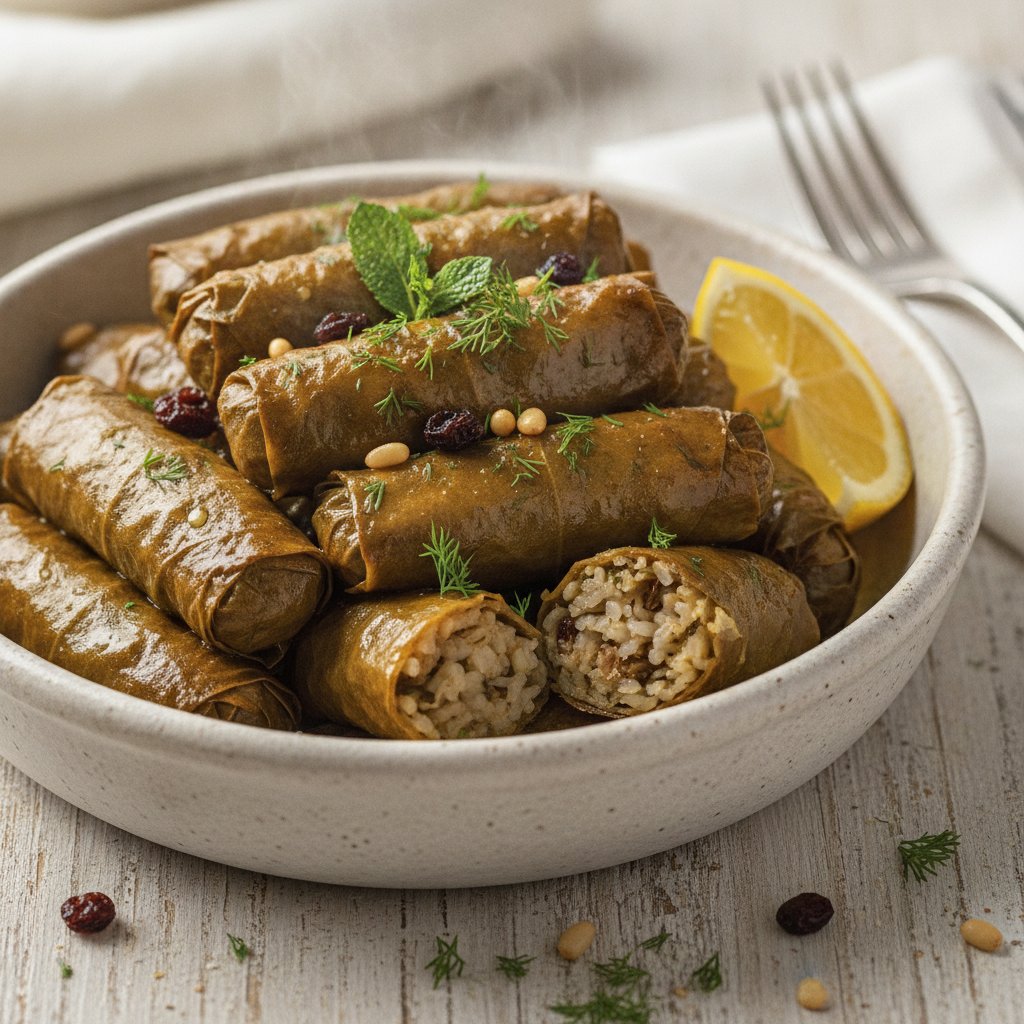 Baked Stuffed Grape Leaves with Rice (Dairy-Free)