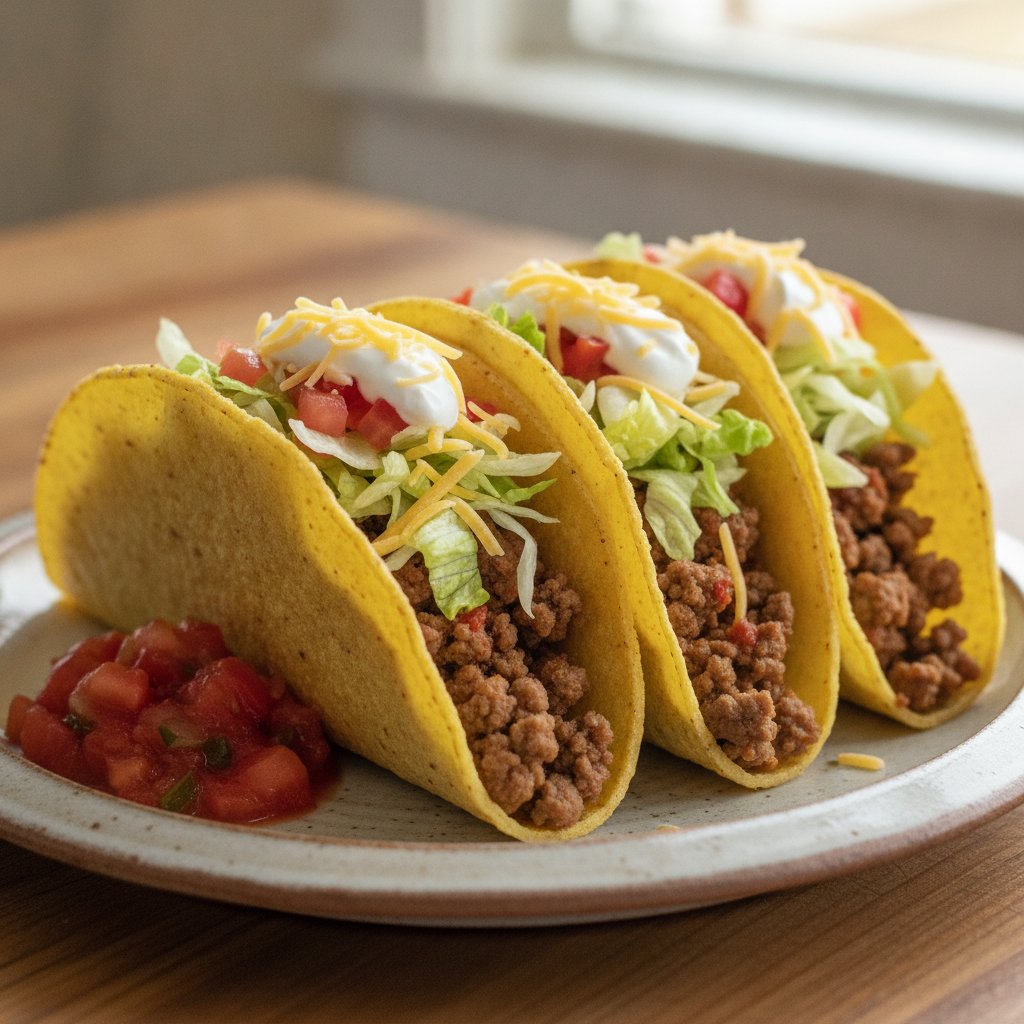 Ground Beef Hard Shell Tacos (Low-Calorie)