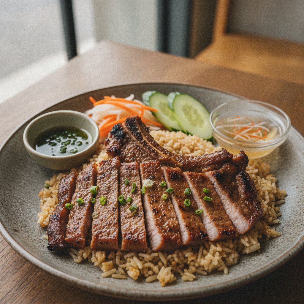 Broken Rice with Grilled Pork Chop (Low-Calorie)