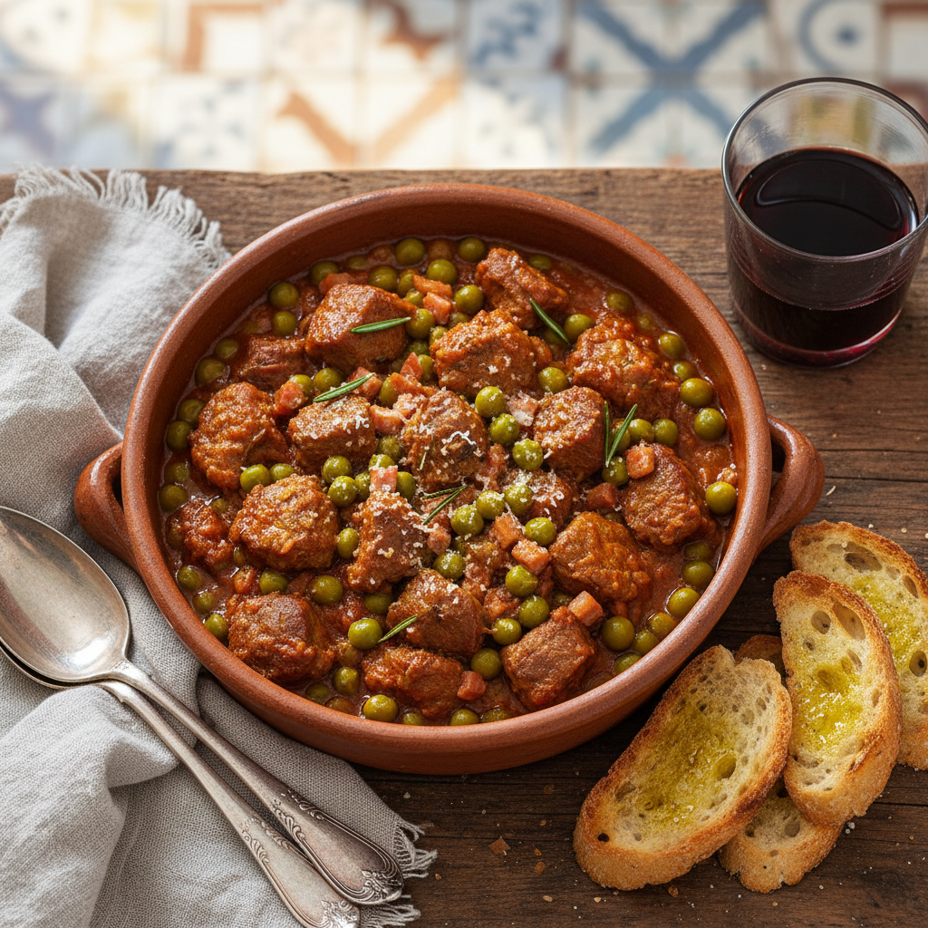 Spezzatino d'Agnello con Piselli alla Romana