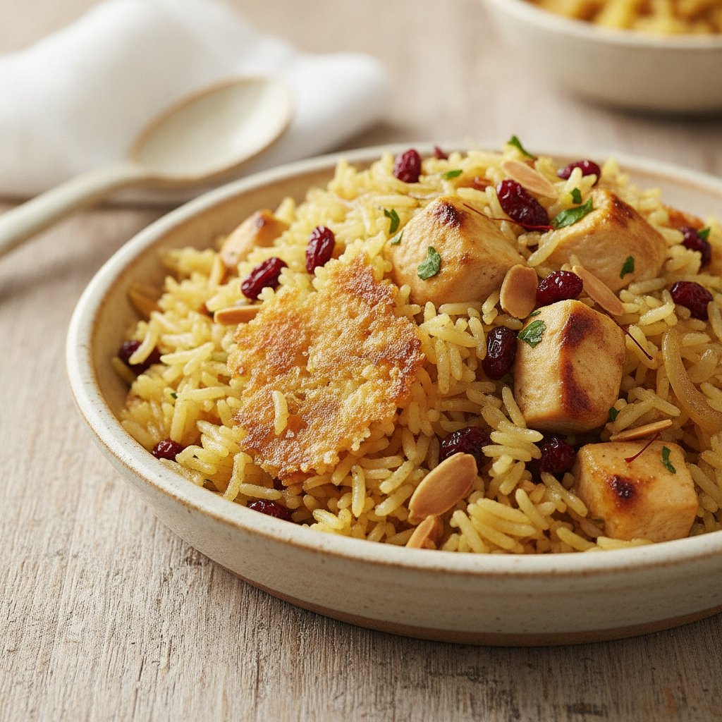 Sour Rice with Barberries and Almonds (Low-Chol)