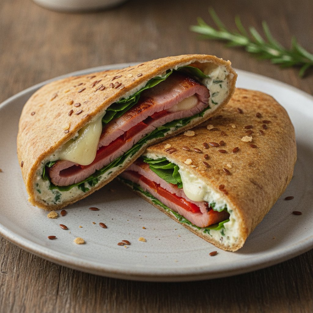 Ham and Cheese Flatbread Wrap (Keto)