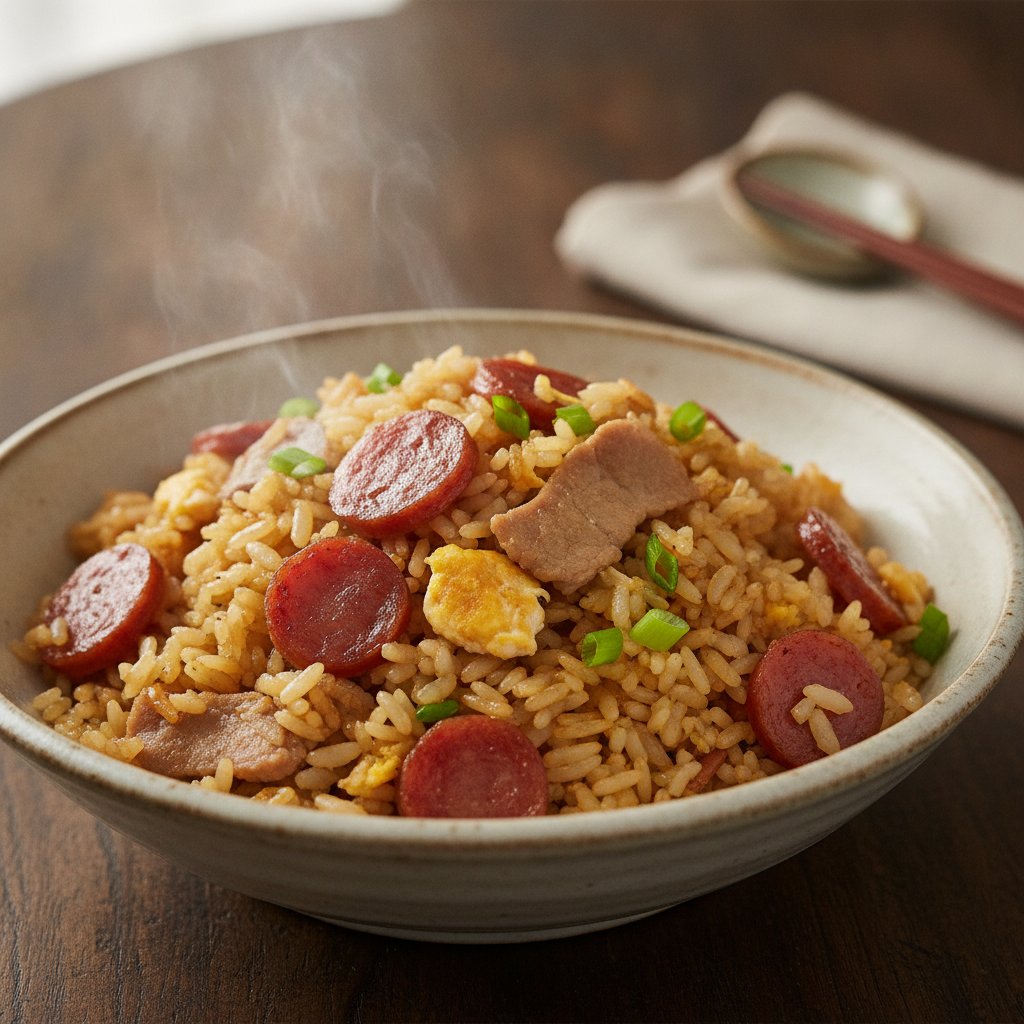 Fried Rice with Chinese Sausage (Low-Calorie)
