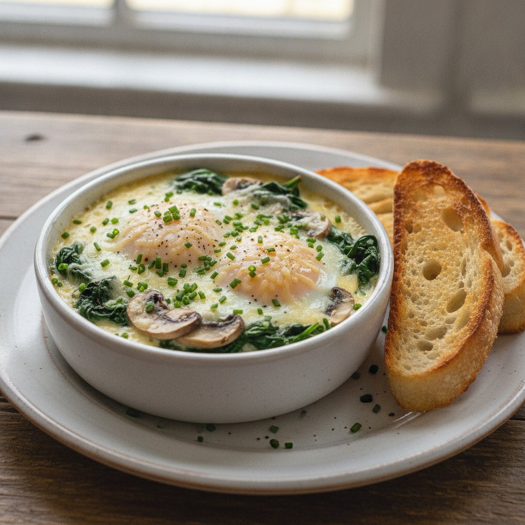 Baked Eggs with Cream (Low-Calorie)