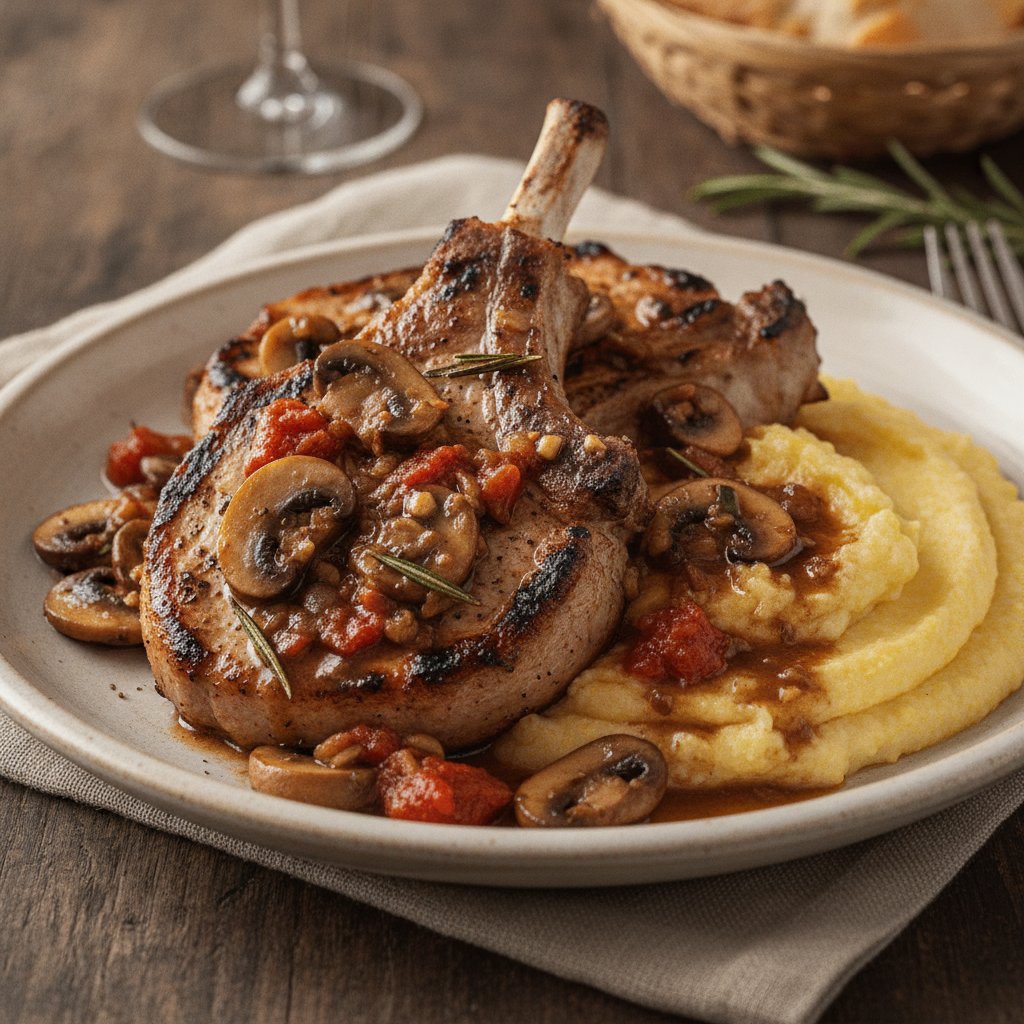 Grilled Pork Chops Hunter Style
