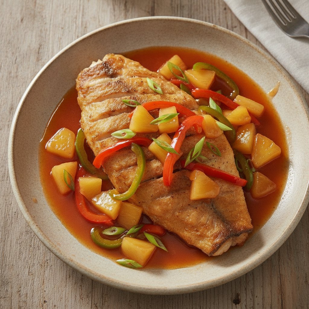 Whole Fried Fish with Sweet Sour Sauce (Low-Calorie)