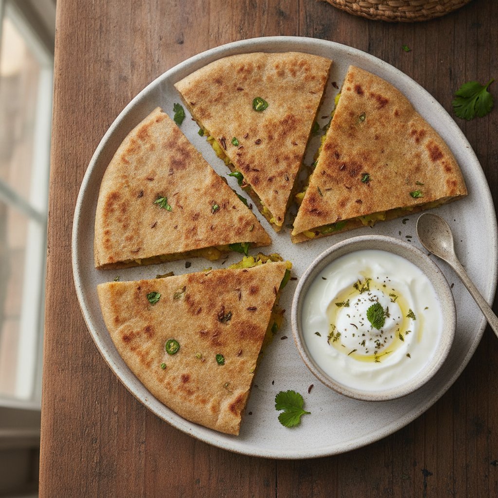 Potato Stuffed Flatbread (Low-Calorie)