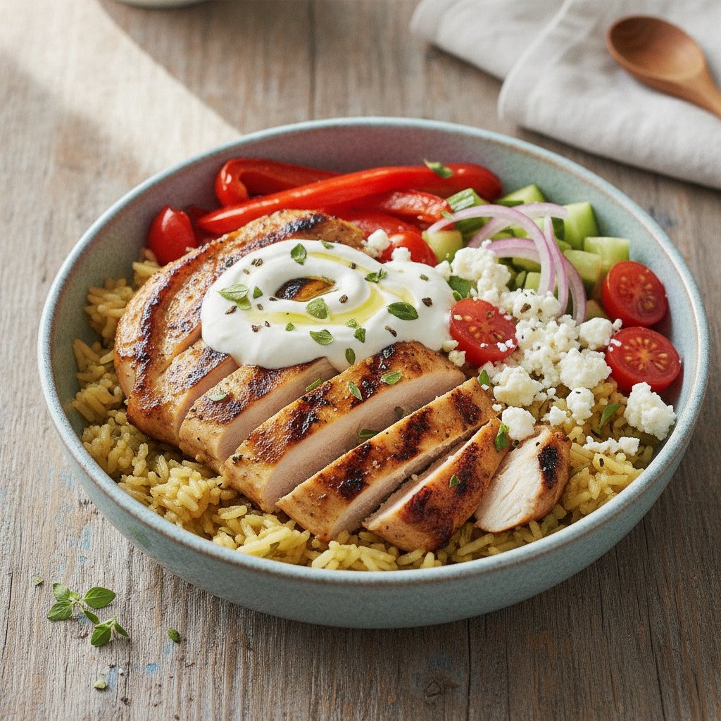 Grilled Chicken Bowl with Roasted Peppers