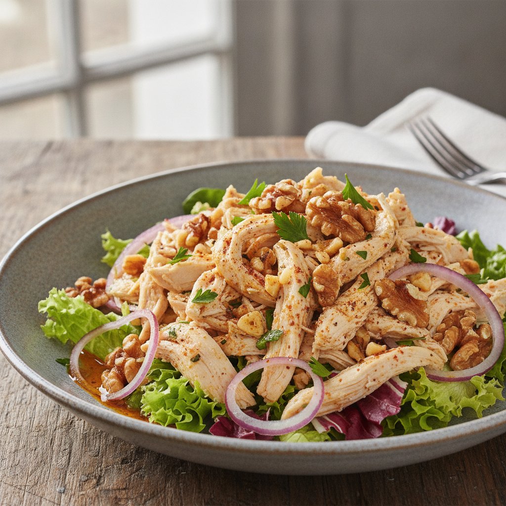 Shredded Chicken Walnut Salad (Low-Chol)