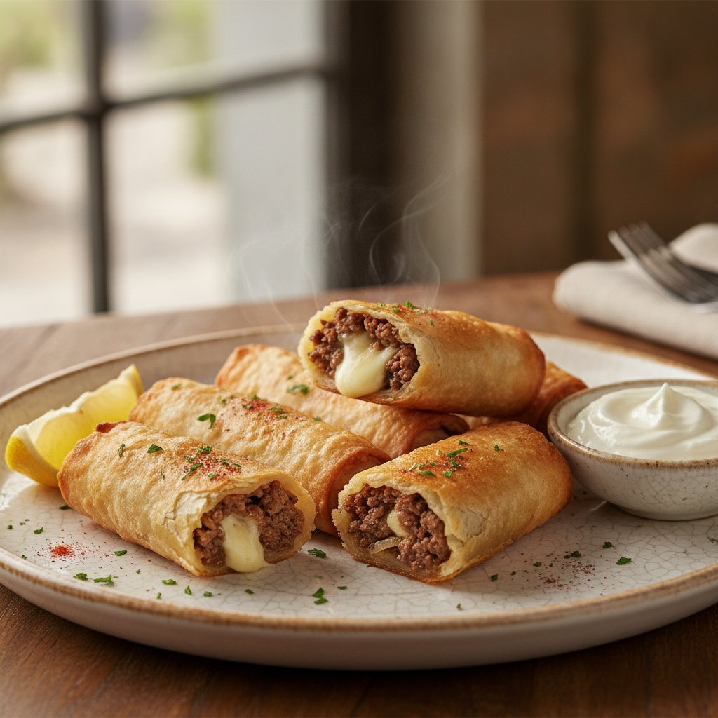 Fried Meat and Cheese Pastry Rolls