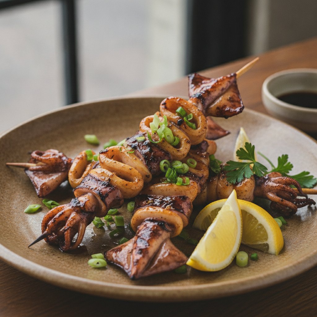 Grilled Squid on Skewers
