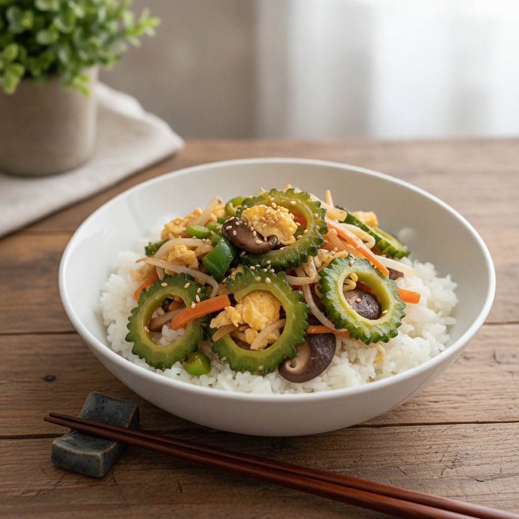 Mixed Vegetable and Bitter Melon Stir Fry (Low-Calorie)