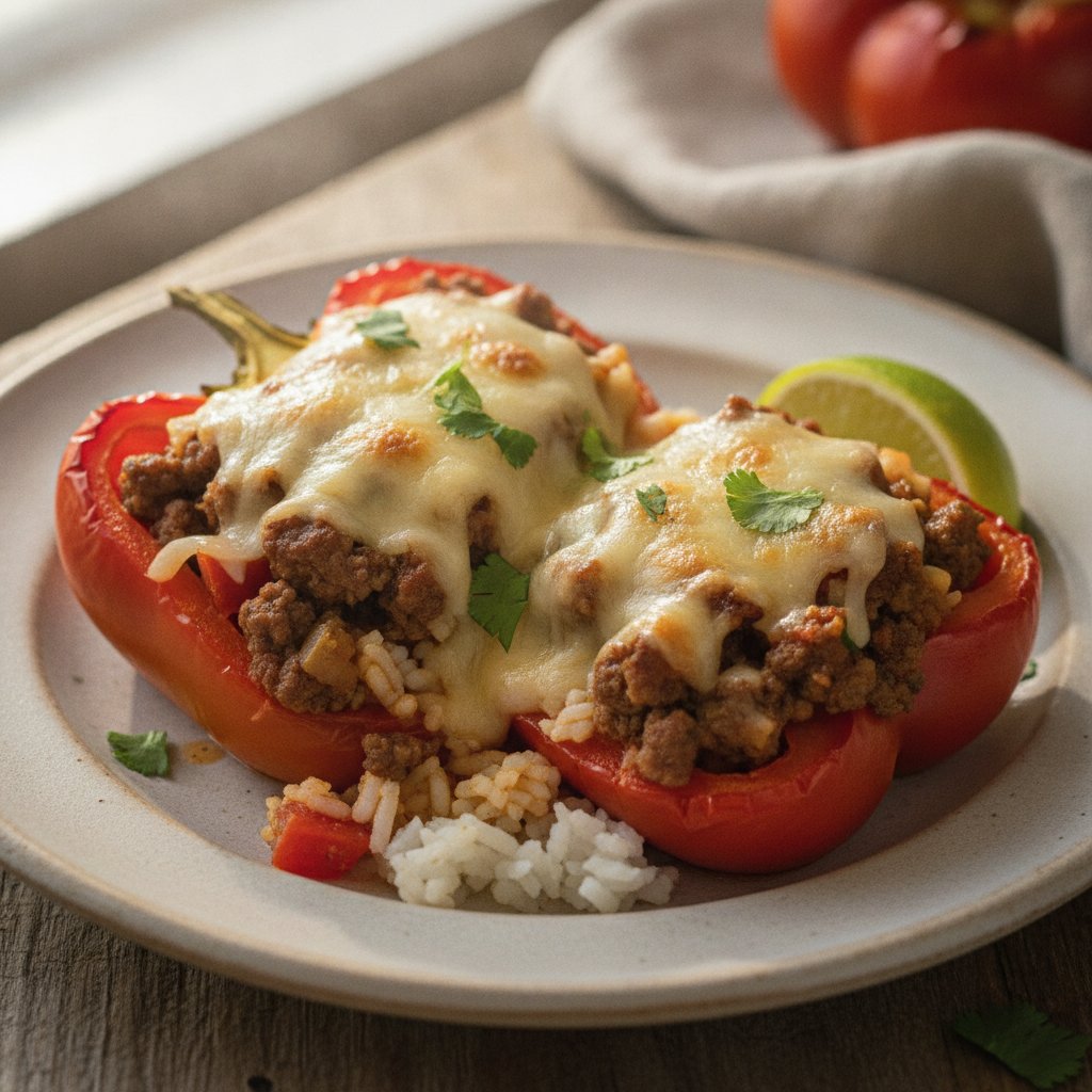 Rice and Beef Stuffed Peppers