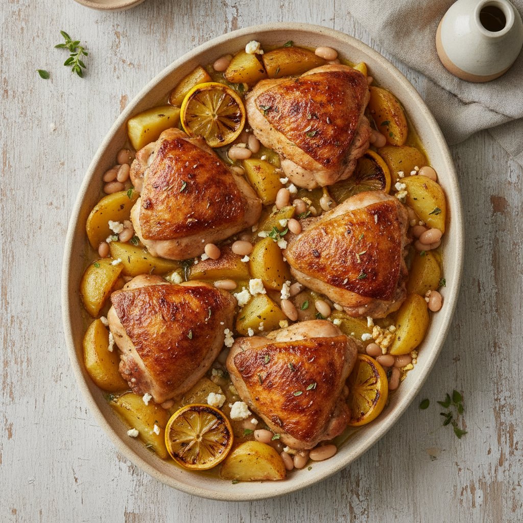 Baked Chicken with Lemon Potatoes (High-Protein)