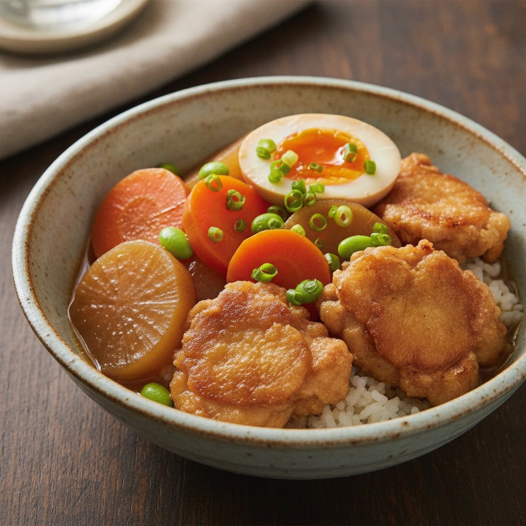 Simmered Fried Chicken and Root Vegetables (High-Protein)