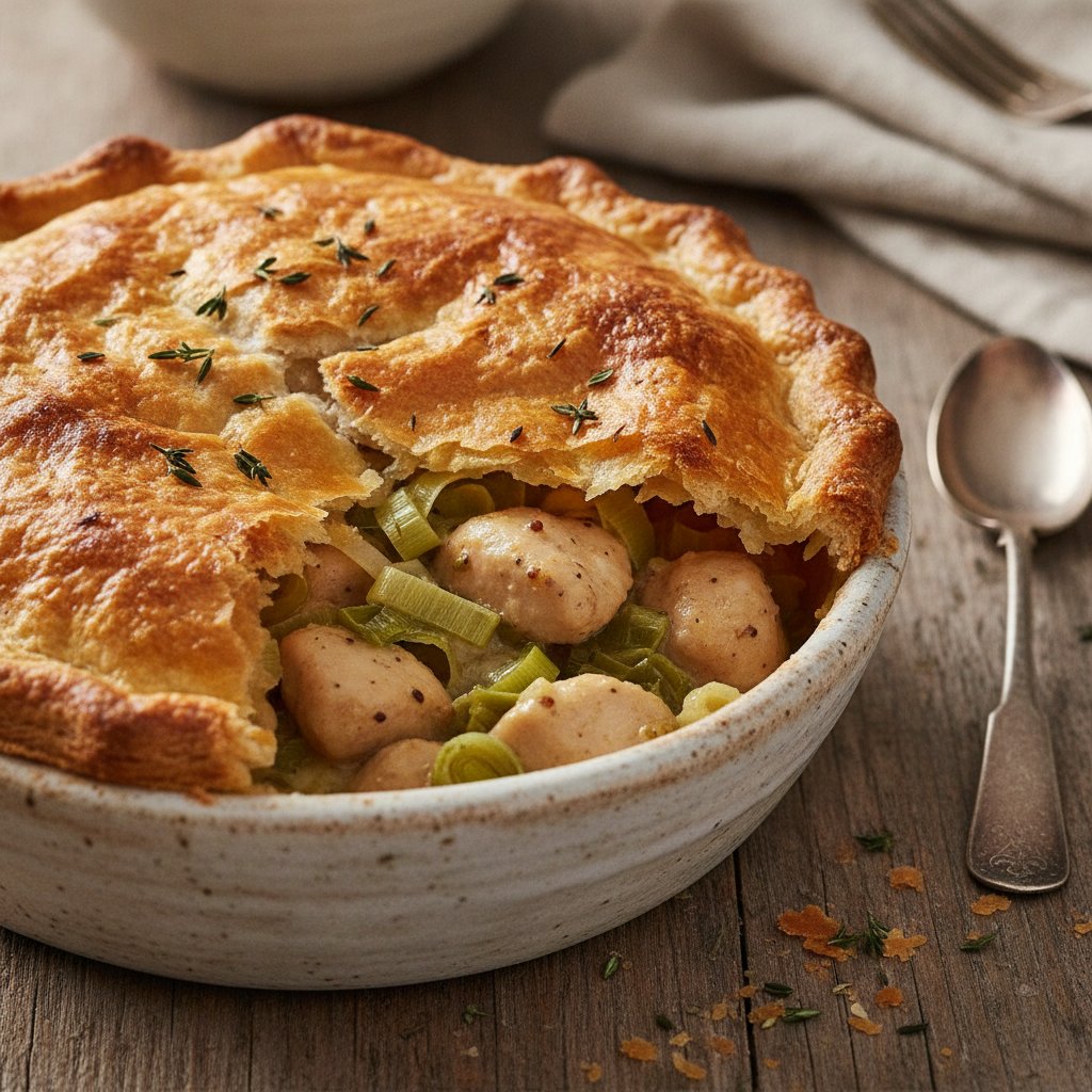 Baked Chicken Pie with Leeks