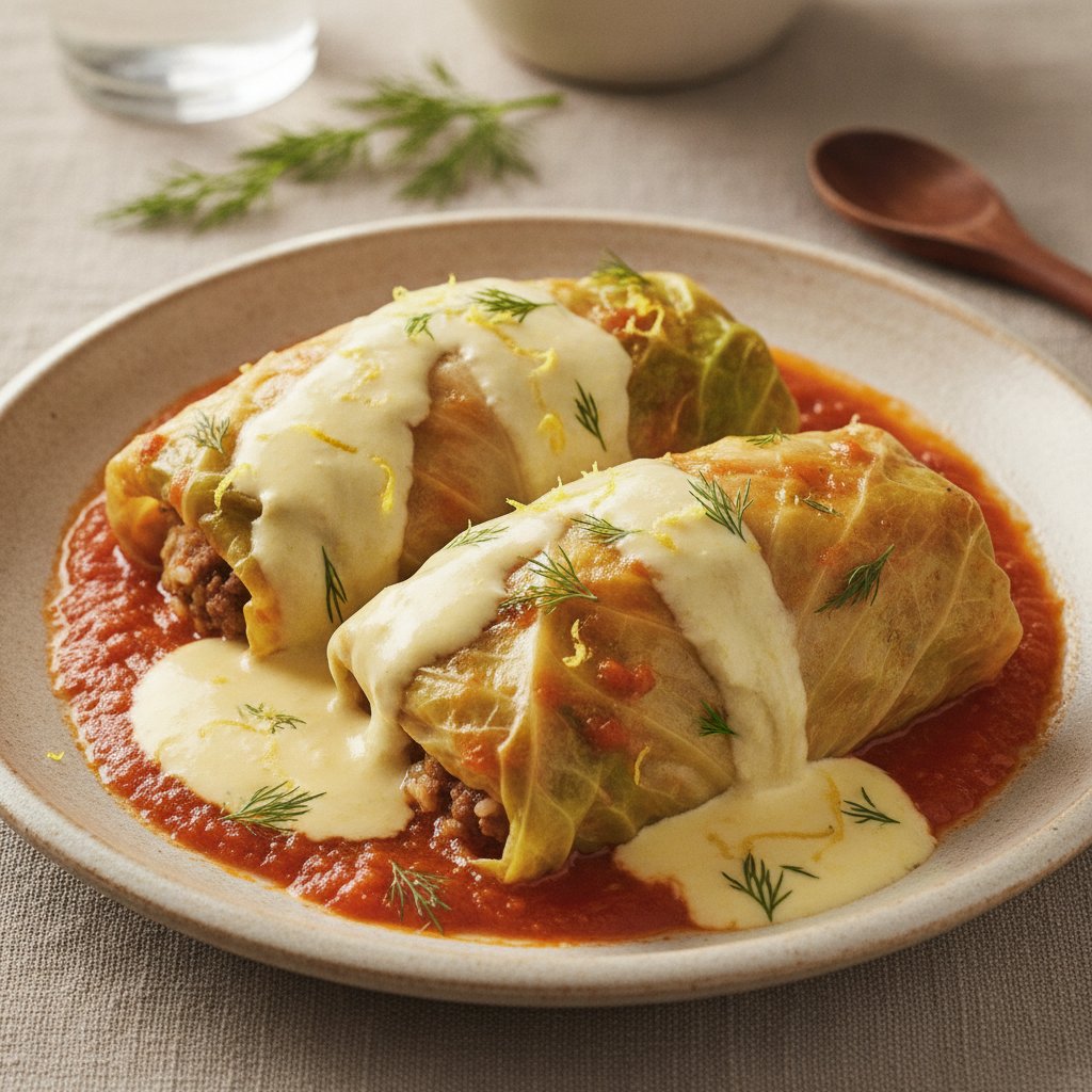 Baked Stuffed Cabbage Rolls with Rice