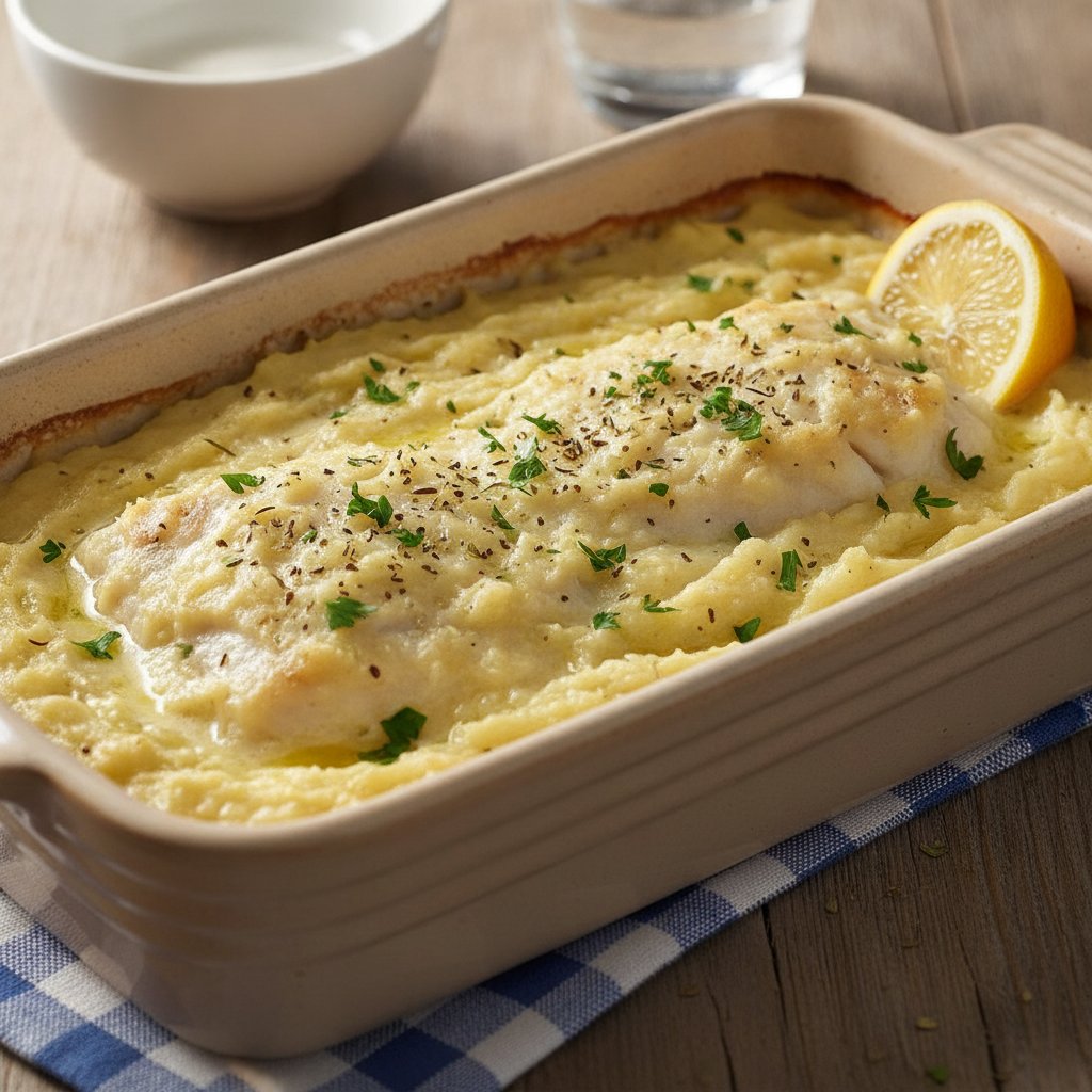 Baked Cod with Garlic Sauce