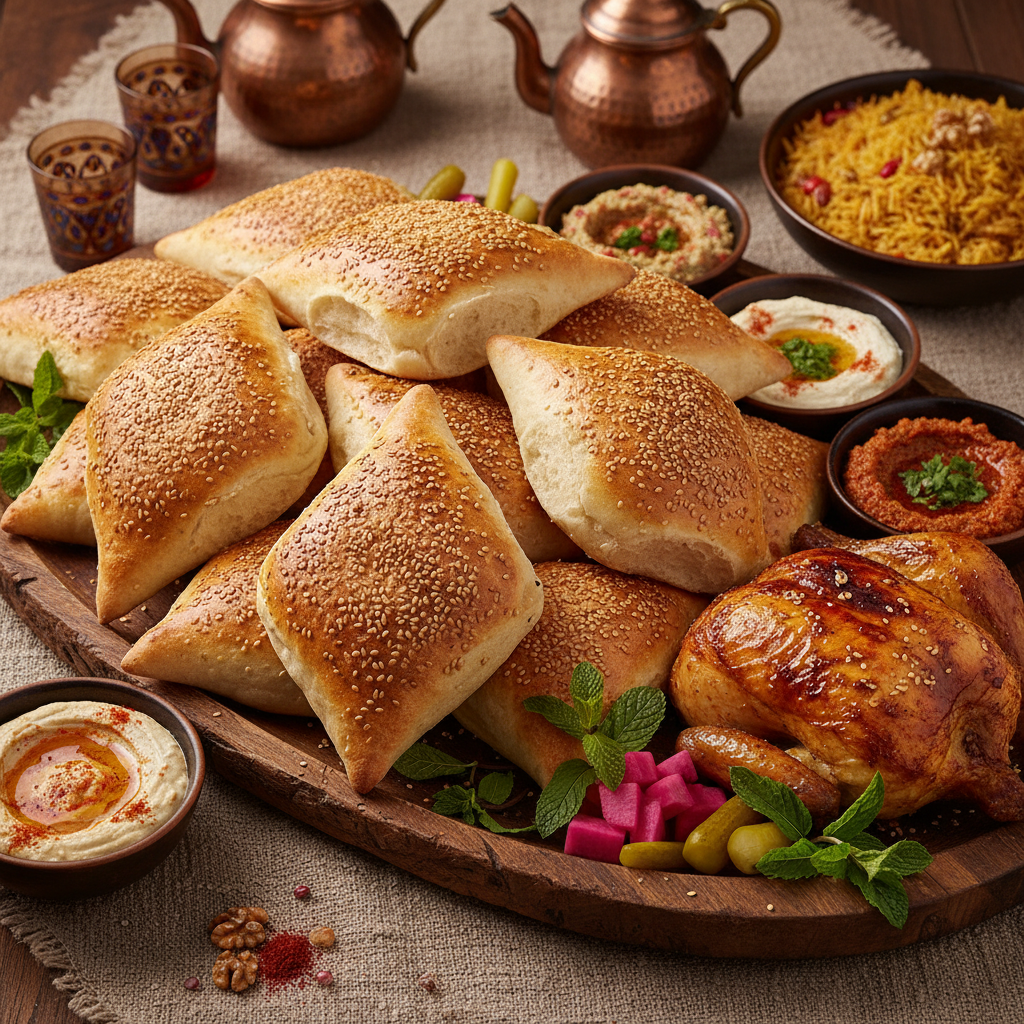 Iraqi Samoon Bread Platter
