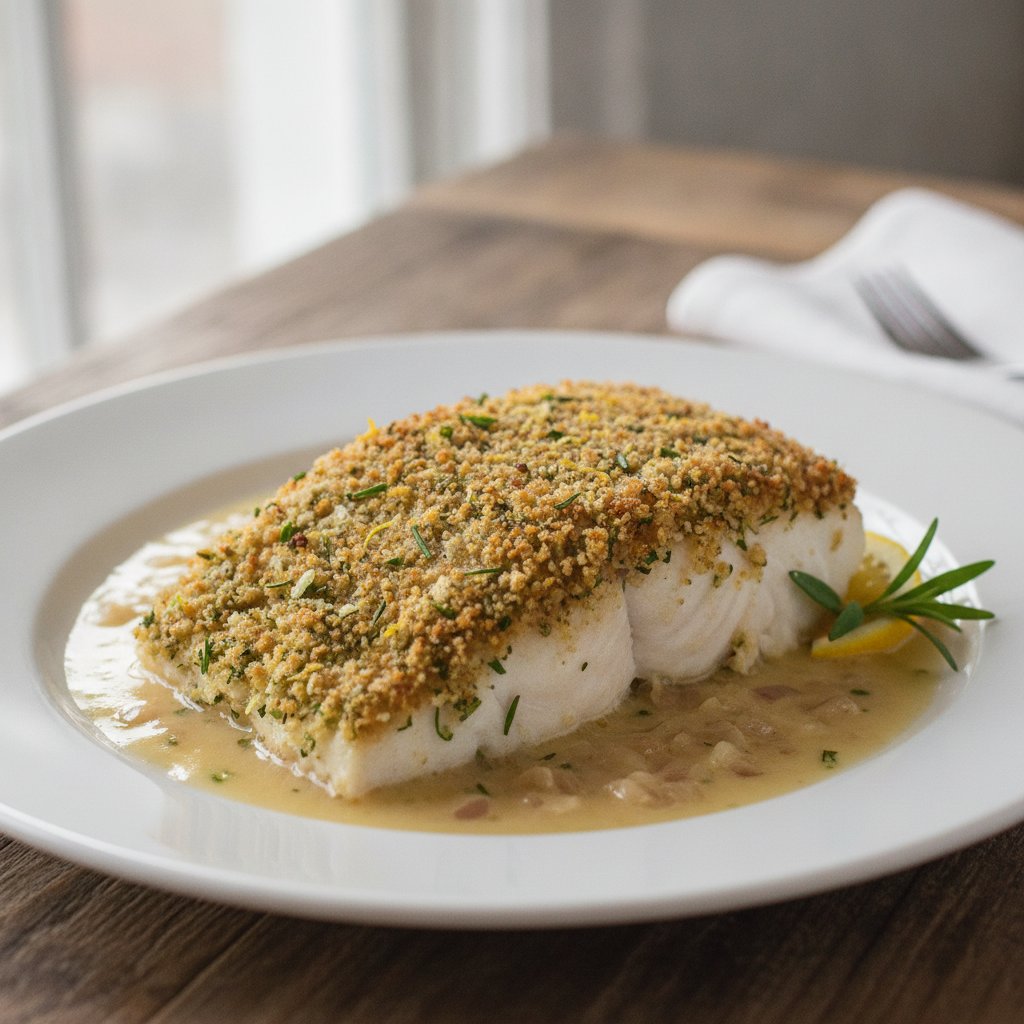 French Roast Halibut with Herb Crust