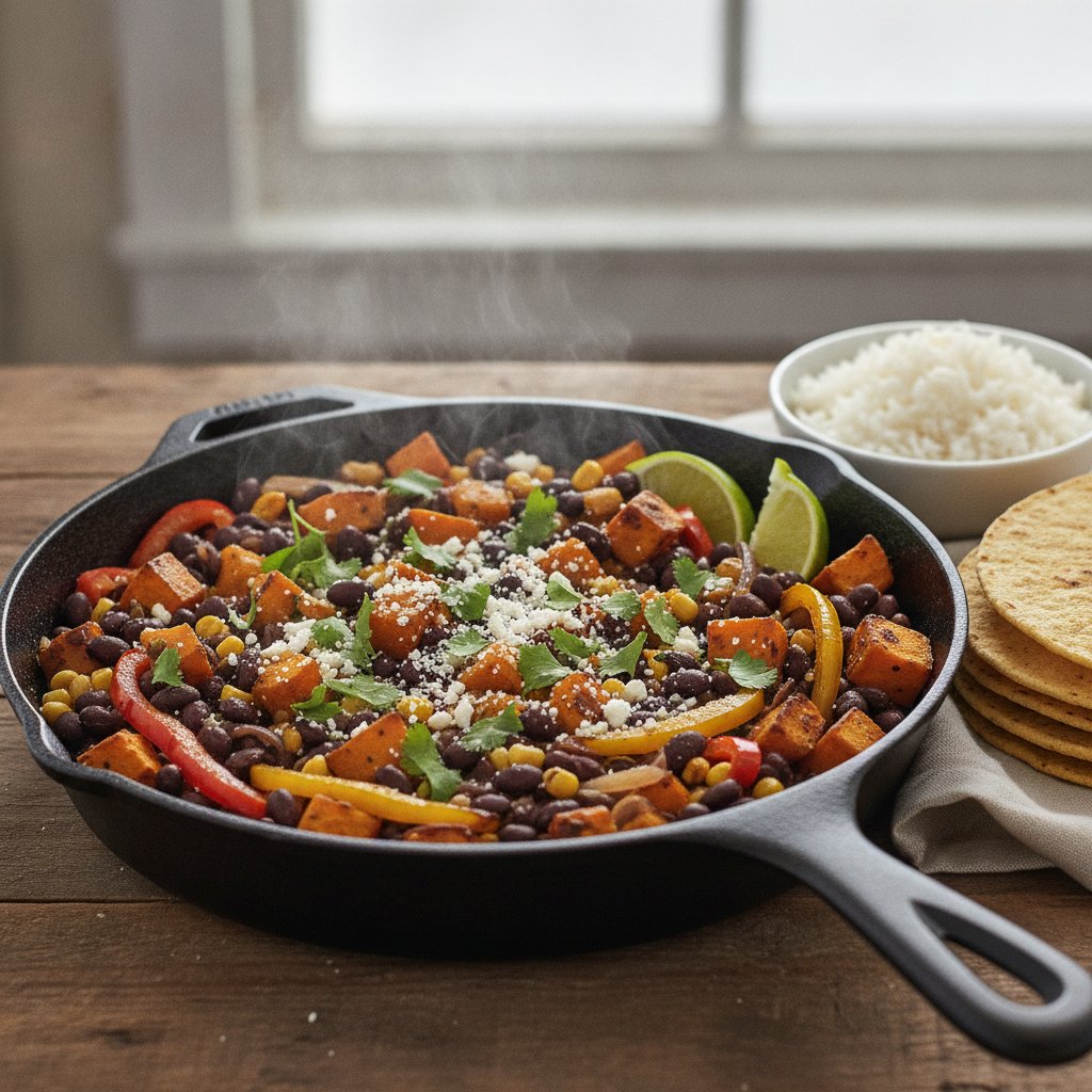 Southwest Black Bean and Sweet Potato Skillet